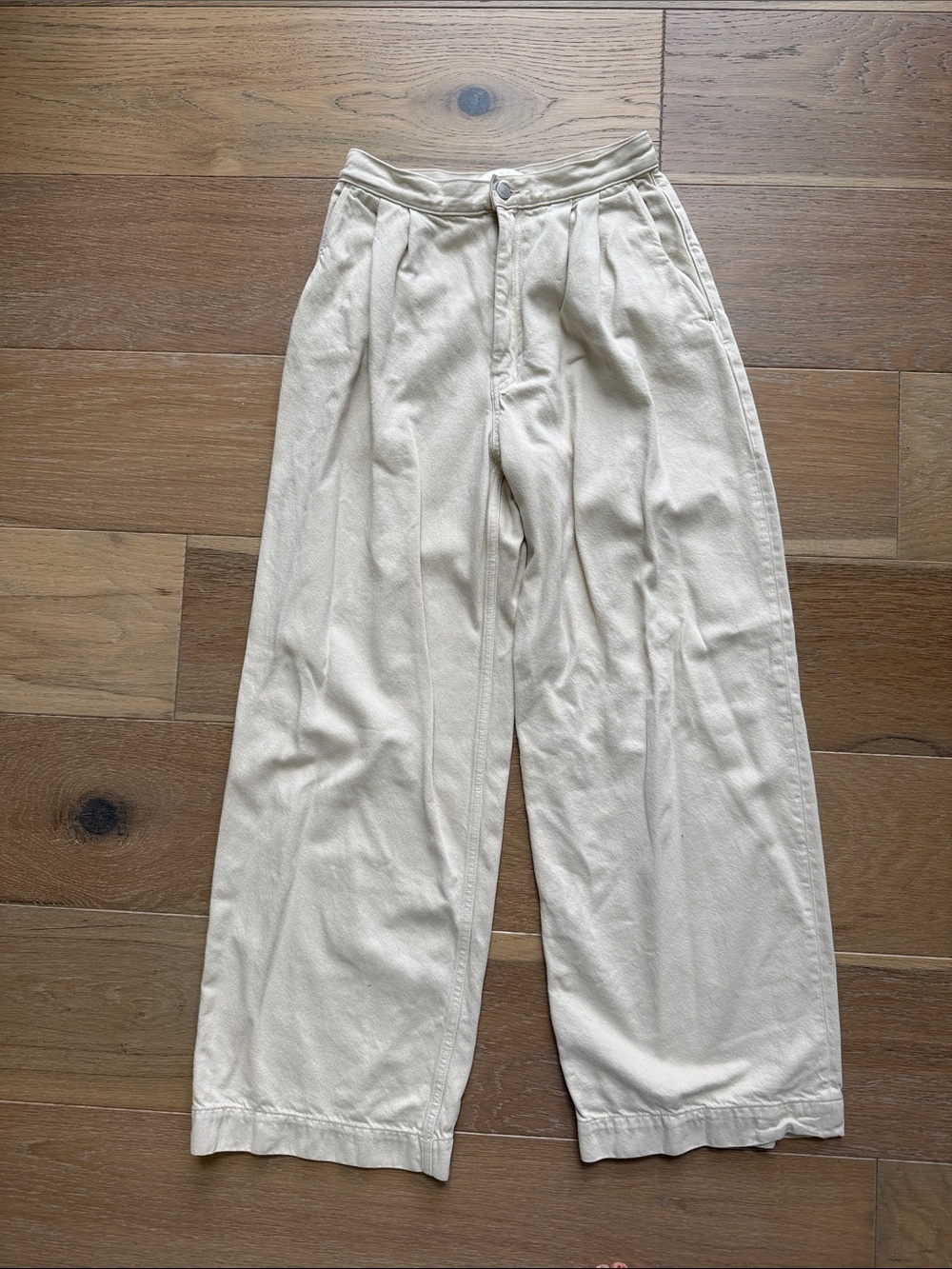 COS Wide-Leg Pleated Trousers in Light Beige, Size 6, Quiet Lux, GUC